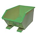 Bauer GU-E 300 kantelcontainer, met zeefplaat &amp; aftapkraan, olie-/waterdicht, geschikt voor vorkheftrucks, B 680 x D 1440 x H 580 mm, resedagroen RAL 6011