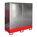 BAUER Kast GS-2 voor gevaarlijke stoffen, plaatstaal, voor 2 x 200 l vaten, B 1680 x D 690 x H 1780 mm, rood