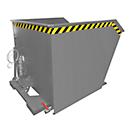 Bauer Kippbehälter GU-E 1000, mit Siebblech & Ablasshahn, öl-/wasserdicht, staplertauglich, B 1280 x T 1640 x H 780 mm, mausgrau RAL 7005