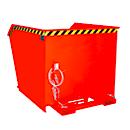 Bauer Kippbehälter GU-E 1500, mit Siebblech & Ablasshahn, öl-/wasserdicht, staplertauglich, B 1280 x T 1640 x H 1090 mm, feuerrot RAL 3000