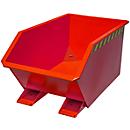 Bauer Kippbehälter GU-E 2000, mit Siebblech & Ablasshahn, öl-/wasserdicht, staplertauglich, B 1680 x T 1640 x H 1090 mm, feuerrot RAL 3000