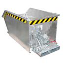 Bauer Kippbehälter GU-E 300, mit Siebblech & Ablasshahn, öl-/wasserdicht, staplertauglich, B 680 x T 1440 x H 580 mm, feuerverzinkt