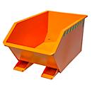 Bauer Kippbehälter GU-E 300, mit Siebblech & Ablasshahn, öl-/wasserdicht, staplertauglich, B 680 x T 1440 x H 580 mm, gelborange RAL 2000