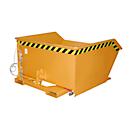 Bauer Kippbehälter GU-E 750, mit Siebblech & Ablasshahn, öl-/wasserdicht, staplertauglich, B 1280 x T 1440 x H 680 mm, gelborange RAL 2000