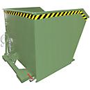 Bauer Kippbehälter SGU 200, mit Lochblech & Ablasshahn, öl-/wasserdicht, Seilzug kippbar, staplertauglich, L 1640 x B 1680 x H 1090 mm, resedagrün RAL 6011
