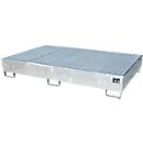 Bauer legbordbak RW-GR 2200-2 PE, met PE inleg, met rooster, L 2165 x B 1315 x H 510 mm, thermisch verzinkt