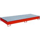 Bauer Regalwanne RW-GR 3300-2 PE, mit Gitterrost und PE-Einsatz, B 3262 x T 1312 x H 267 mm, bis 540 l, Stahl lackiert, feuerrot