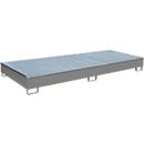 Bauer Regalwanne RW-GR 3300-2 PE, mit Gitterrost und PE-Einsatz, B 3262 x T 1312 x H 267 mm, bis 540 l, Stahl lackiert, mausgrau