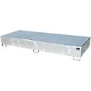 Bauer Regalwanne RW-GR 3300-3 PE, mit Gitterrost und PE-Einsatz, B 3262 x T 1312 x H 383 mm, bis 1000 l, Stahl feuerverzinkt