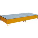 Bauer Regalwanne RW-GR 3300-3 PE, mit Gitterrost und PE-Einsatz, B 3262 x T 1312 x H 383 mm, bis 1000 l, Stahl lackiert, gelborange