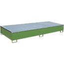 Bauer Regalwanne RW-GR 3300-3 PE, mit Gitterrost und PE-Einsatz, B 3262 x T 1312 x H 383 mm, bis 1000 l, Stahl lackiert, resedagrün