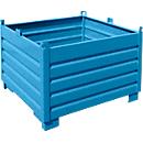 Bauer Sammelbehälter-System SBS 1000, L 1200 x B 1200 x H 850 mm, bis zu 3-fach stapelbar, lackiert, mit Transportwagen, lichtblau RAL 5012