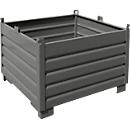 Bauer Sammelbehälter-System SBS 1000, L 1200 x B 1200 x H 850 mm, bis zu 3-fach stapelbar, lackiert, mit Transportwagen, mausgrau RAL 7005