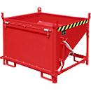 Bauer silo SGK 50, vidange par câble de traction, L 1000 x l 1200 x H 935 mm, 0,5 m³, jusqu'à 750 kg, tôle d'acier, rouge feu