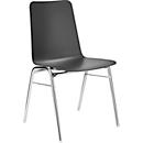 BAVARIA stapelstoel 71220-21, ergonomische zitvorm, ronde stalen buis, vlamvertragend, B 500 x D 550 x H 860 mm, leigrijs/chroom
