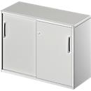 Beistellschrank TETRIS SOLID, 2 OH, in Schreibtischhöhe, B 1000 mm, 25 mm Abdeckplatte, lichtgrau/weißalu