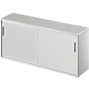 Beistellschrank TETRIS SOLID, 2 OH, in Schreibtischhöhe, B 1600 mm, 25 mm Abdeckplatte, lichtgrau/weißalu