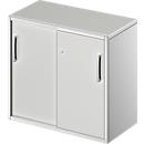 Beistellschrank TETRIS SOLID, 2 OH, in Schreibtischhöhe, B 800 mm, 25 mm Abdeckplatte, lichtgrau/weißalu