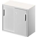 Beistellschrank TETRIS SOLID, 2 OH, in Schreibtischhöhe, B 800 mm, 25 mm Abdeckplatte, weiß/weißalu