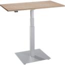 Beistelltisch Set Up, elektrisch höhenverstellbar, Monosäule, B 1000 x T 600 x H 635-1285 mm, Eiche/weißalu