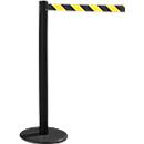 Belt post RS-GUIDESYSTEMS® GLA 28, incl. base plate ø 330 mm and belt reel 2.3 m long, 1 piece, black/yellow tape