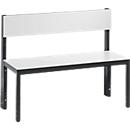Bench Basic Plus, 1-sided, backrest, without shoe rack, 4-legged base black-grey RAL 7021, W 1000 mm, decor white