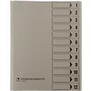bene Ordnungsmappe m. Schutzumschlag, Pendarec-Karton, recycling, grau, 12-tlg.