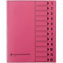 bene Ordnungsmappe m. Schutzumschlag, Pendarec-Karton, recycling, rosa, 12-tlg.