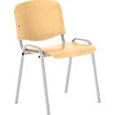 Besucherstuhl NowyStyl ISO WOOD, ohne Armlehnen, stapelbar bis 10 Stück, B 460 x T 400 x H 450 mm, Buche/alusilber