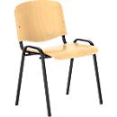 Besucherstuhl NowyStyl ISO WOOD, ohne Armlehnen, stapelbar bis 10 Stück, B 460 x T 400 x H 450 mm, Buche/schwarz