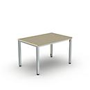 Bexxstar-bureau, rechthoekig, 4 poten van vierkant buismetaal, B 1200 x H 740 mm, ahorn/chroomzilver