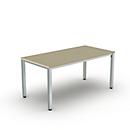 Bexxstar-bureau, rechthoekig, 4 poten van vierkant buisstaal, B 1600 x H 740 mm, ahorn/chroomzilver