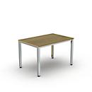Bexxstar-bureau, rechthoekig, 4 poten van vierkante buis, B 1200 x H 740 mm, eiken/chroomzilver