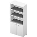 Bibliothèque combinée ARLON OFFICE, 5 HC, l. 900 x P 450 x H 2000 mm, blanc/blanc