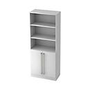 Bibliothèque combinée TARVIS, 5 HC, 3 compartiments + 2 portes avec poignée, l. 800 x P 420 x H 2004 mm, blanc