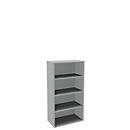 Bibliothèque étagère, 4 HC, panneau de particules fines, l. 800 P 450 x H 1580 mm, gris clair