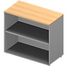 Bibliothèque étagère ARLON OFFICE, 2 HC, l. 900 x P 450 x H 816 mm, décor hêtre/alu