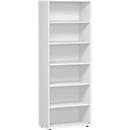 Bibliothèque étagère PALENQUE, 6 HC, l. 800 x P 400 x H 2160 mm, blanc
