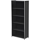 Bibliothèque étagère TOLEDO, avec panneau de finition visible, 5 HC, l. 800 x P 380 x H 1850 mm, anthracite