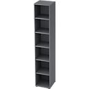 Bibliothèque étagère TOPAS LINE, 6 HC, 5 étagères, l. 400 x P 400 x H 2156 mm, graphite