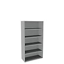 Bibliothèque étagères, 5 HC, panneau de particules fines, l. 1000 x P 450 x H 1930 mm, gris clair