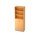 Bibliothèque étagères , 6 HC, 3 compartiments + 2 portes verrouillables, l. 800 x P 420 x H 2210 mm, décor hêtre