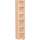 Bibliothèque étagères, 6 HC, 5 étagères, l. 400 x P 400 x H 2160 mm, décor hêtre