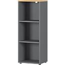 Bibliothèque étagères Agenda Home, 3 HC, L 450 x P 400 x H 1200 mm, graphite/chêne