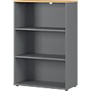 Bibliothèque étagères Agenda Home, 3 HC, L 800 x P 400 x H 1200 mm, graphite/chêne