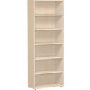 Bibliothèque étagères ALICANTE, 6 HC, 5 étagères, l. 800 x P 400 x H 2160 mm, décor érable