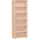 Bibliothèque étagères ALICANTE, 6 HC, 5 étagères, l. 800 x P 400 x H 2160 mm, décor hêtre