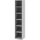 Bibliothèque étagères BARI, 6 HC, 5 étagères, l. 427 x P 430 x H 2174 mm, gris clair