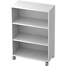 Bibliothèque étagères mobile TOPAS LINE, 3 HC, l. 800 x P 400 x H 1172 mm, blanc