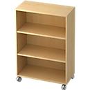 Bibliothèque étagères mobile TOPAS LINE, 3 HC, l. 800 x P 400 x H 1172 mm, décor érable